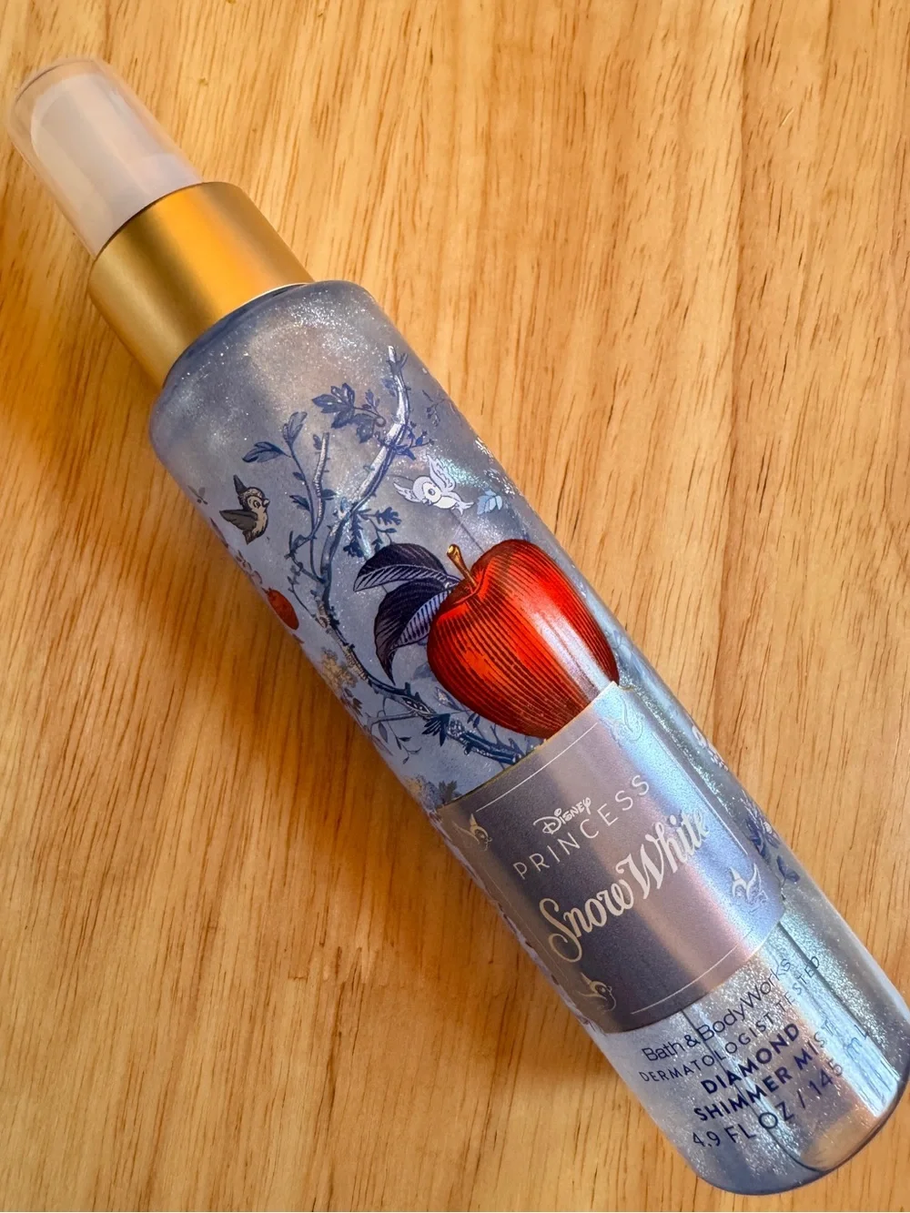 Bath & Body Works Disney Snow White Shimmer Spray - Silver with Red Apple Accent